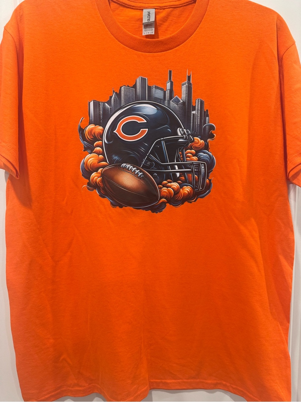 Gildan Orange Graphic Football Helmet Tee